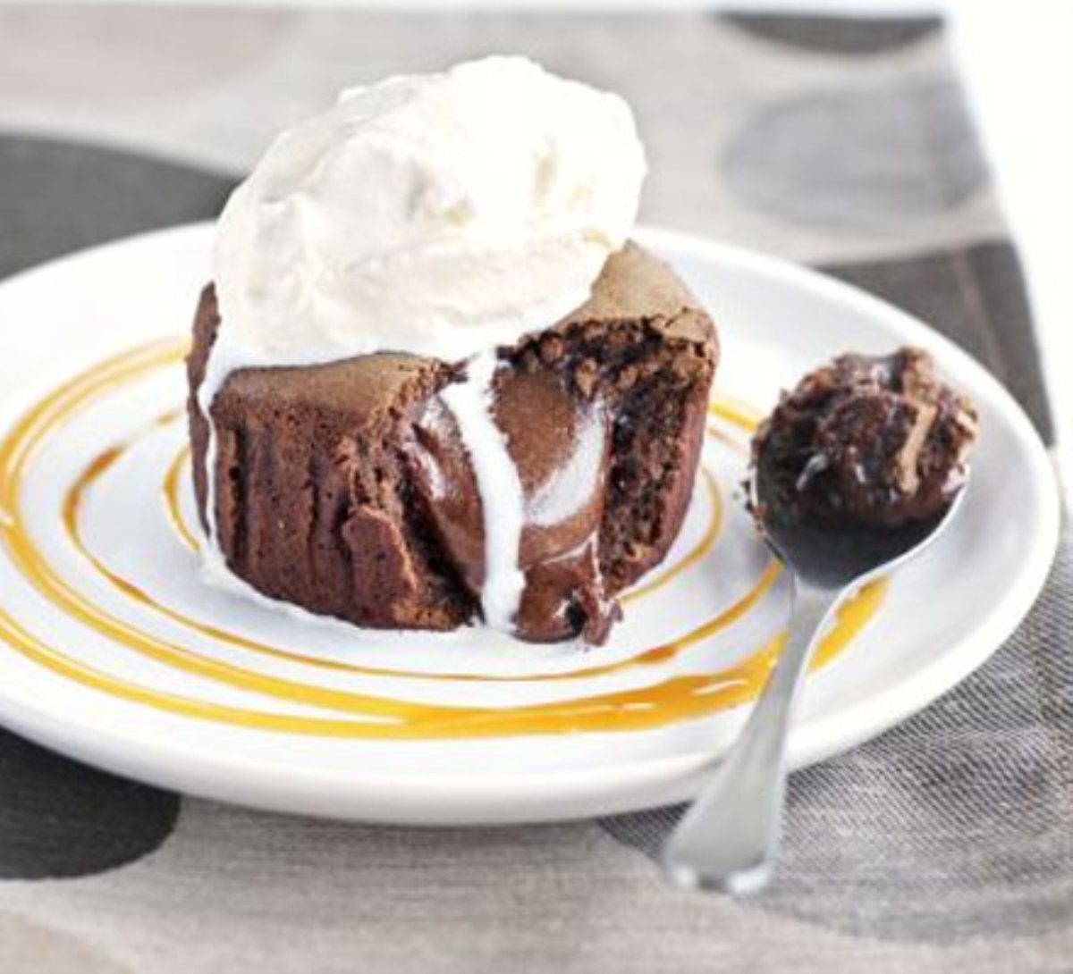 Chocolate Fondant, Caramel Sauce and Ice Cream BigOven 174885