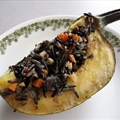 Acorn Squash Stuffed With Wild Rice, Hazelnuts, Cranberries