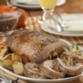 Apple and Cornbread-Stuffed Pork Loin with Roasted Apple Gravy