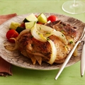 Apple and Onion-Stuffed Pork Chops with Orange-Pineapple Gravy