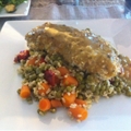 Baked Breaded Honey Mustard Chicken with Brown Rice and Veggies