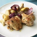 Baked Chicken with Onions, Potatoes, Garlic, and Thyme