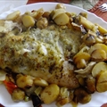 Garlicky Baked Fish with Lemon and Vegetables