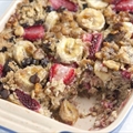 Baked Oatmeal with Strawberries, Banana and Chocolate