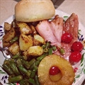 Baked Party Ham with Bourbon and Pineapple