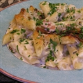 Baked Penne In A Saint Agur Mornay Sauce with Pencetta and Parmesan
