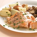 Baked Salmon with White Wine and Cream Sauce