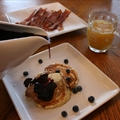 Banana Pancakes with Blueberry Maple Syrup