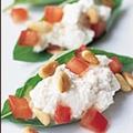 Basil Leaves Stuffed with Chevre and Pine Nuts