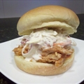 BBQ Pulled chicken sandwhiches with coleslaw