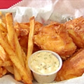 Beer Batter Fish and Spicy Chips with Lemon-Habanero Tartar Sauce and Serra