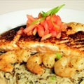 Blackened Salmon w/ Wild Rice & Cajun Alfredo