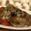 Braised Coriander Chicken in Tomato Sauce with Olives and Mint