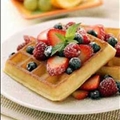 Buttermilk Waffles with Banana-Caramel Sauce