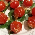 Candied Tomatoes on Basil Leaves