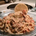 Capelli d'Angelo with creamy tomato, coriander and prosciutto sauce