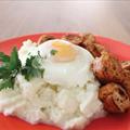 Cauliflower Puree with Sausage & Poached Eggs