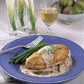 Chicken Breasts Roasted with Bacon and Pears In Mustard Cream Sauce