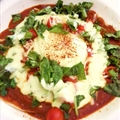 Chile Colorado Eggs with Avacodo Cheese Sauce