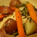 Chilean Sea Bass with Garlic, Basil and Vegetables