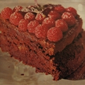 Chocolate Almond Torte with Raspberries