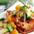 CITRUS-GLAZED SALMON WITH AVOCADO SALSA