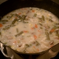 Creamy German vegetable dumpling soup