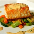 Crispy Salmon w/ a Tomato Basil Beurre Blanc