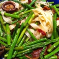 Fettucine Asparagus with Shiitake and Smoked Bacon
