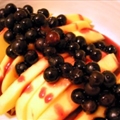 Fresh Blueberry Sauce over Papaya