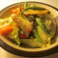Greenbean & king oyster mushroom salad with red chillie & balsamic dressing