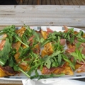 Grillbread with parma ham and brie