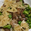 Grilled Asparagus with Morels, Spring Peas, And Bowtie Pasta