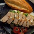Grilled Pork and Goat Cheese Crostini