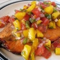 Grilled Salmon with a Pineapple, strawberry, mango salsa
