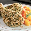 Herb and Pumpkin Seed Coated Chicken Drumbsticks with Chunky Mango Sauce