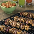 Jerked Chicken and Plantain Kebobs with Papaya Avocado Salsa