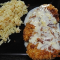 Jodie's pretzel-crusted chicken with cheddar sauce