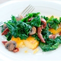 Kale, Mushroom, and Tomato Saute with Polenta