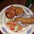 Mixed Bean and beer Fritters with salad