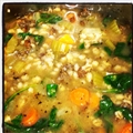 Mushroom Barley Soup with Sausage and Spinach