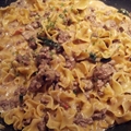 Noodles and Ground Beef Alfredo Helper