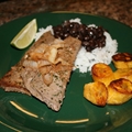Palomilla Steak with Black Beans, Rice and Sweet Plantains