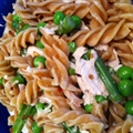 Pasta- Cream Sauce, with Chicken, Asparagus, Peas