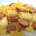 Pasta with Sausage, Apples and Creamy Cheddar Sauce