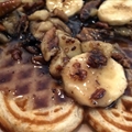Pecan Waffles with Roasted Pecan And Banana Syrup