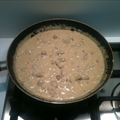Penne with pancetta, mushroom white sauce
