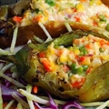 Peppers with Two Cheeses and Vegetable Confetti