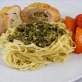 Pesto & Ricotta Stuffed Chicken Breast over Pasta