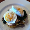 Poached Eggs on Spinach and Polenta